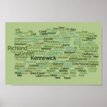 Eastern Washington Cities Print