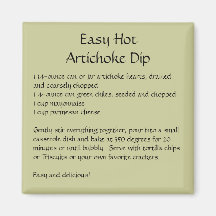 Easy Hot Artichoke Dip Recipe on a Magnet