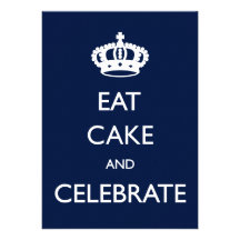 Eat Cake and Celebrate Birthday Invite- Navy