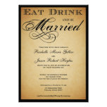 Eat Drink and be Married  Wedding Invitation