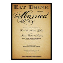 Eat Drink and be Married  Wedding Invitation
