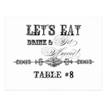 Eat, Drink n Get Married, Table Number Postcards
