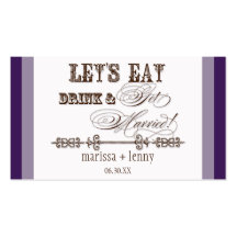Eat, Drink n Get Married Wedding Favour Gift Tags Business Cards