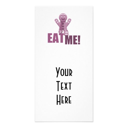 EAT ME! Gingerbread Man - Pink Personalized Photo Card