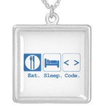 eat sleep code (html) personalized necklace