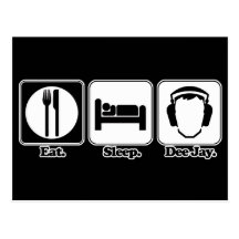 eat sleep dee jay postcards