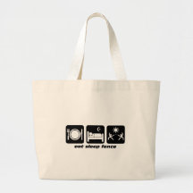 eat sleep fencing canvas bags
