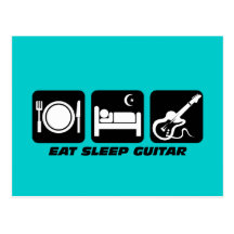eat sleep guitar post cards
