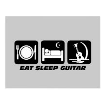 Eat sleep guitar postcard