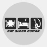 Eat sleep guitar round stickers