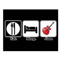 eat sleep jam guitar post card