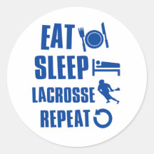Eat sleep lacrosse round sticker