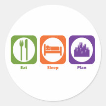 Eat Sleep Plan Round Sticker