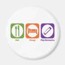 Eat Sleep Play Harmonica Refrigerator Magnet