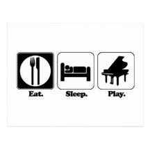 eat sleep play piano post card