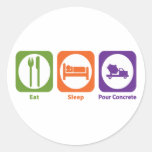 Eat Sleep Pour Concrete Round Sticker