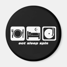 Eat sleep spin refrigerator magnet