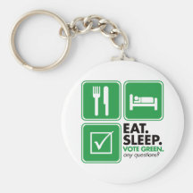 Eat Sleep Vote Green Keychain