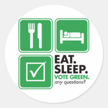 Eat Sleep Vote Green Sticker