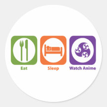 Eat Sleep Watch Anime Round Stickers