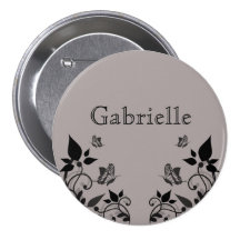 Ebony Butterfly Floral Button