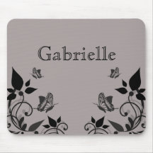 Ebony Butterfly Floral Mousepad