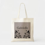 Ebony Butterfly Floral Tote Bag