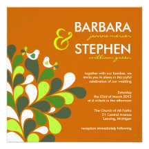 Eco-Friendly Autumn Orange Wedding Invitations