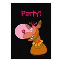 Eco-friendly Rudolph Reindeer Red CFL Christmas Personalised Invitations
