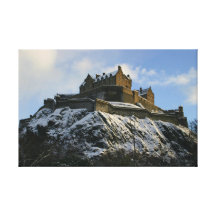 Edinburgh Castle Covered in Snow Stretched Canvas Prints