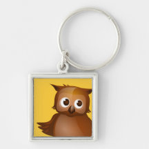 Editable Background - Cute Brown Owl Key Chain