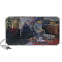 Edvard Munch - At the Coffee Table Painting iPhone Speakers