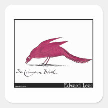 Edward Lear's Crimson Bird Square Stickers