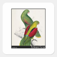 Edward Lear's Crimson-Winged Parakeet Pair Sticker