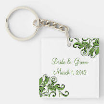 Eegant Swirls Green Wedding Keychain