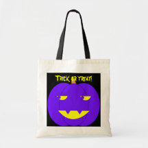 Eerie Purple Jack-o'-Lantern Tote Bags