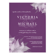 Eggplant and White Floral Wedding Invitations