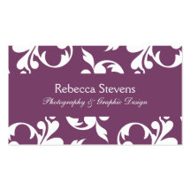 Eggplant and White Swirling Vine Business Card
