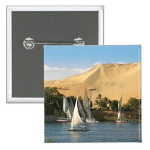 Egypt, Aswan, Nile River, Felucca sailboats, 2 Pinback Button