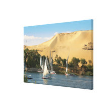 Egypt, Aswan, Nile River, Felucca sailboats, 2 Canvas Prints