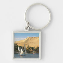 Egypt, Aswan, Nile River, Felucca sailboats, 2 Key Chains
