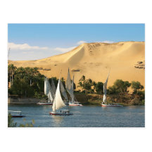 Egypt, Aswan, Nile River, Felucca sailboats, 2 Postcard