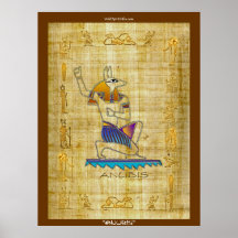 Egyptian God "ANUBIS on Papyrus" Art Poster