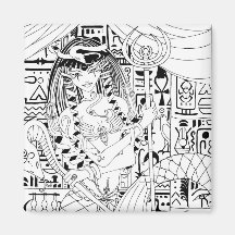 Egyptian Queen Mermaid Dark Square Magnet