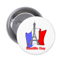 Eiffel Tower and French Flag Bastille Day Tees Pinback Button