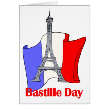 Eiffel Tower and French Flag Bastille Day Tees Cards