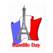 Eiffel Tower and French Flag Bastille Day Tees Postcards