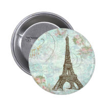 Eiffel Tower and Pink Roses buttons