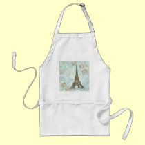 Eiffel Tower and Pink Roses aprons
