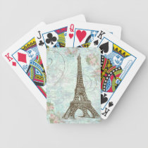 Eiffel Tower and Pink Roses playing cards